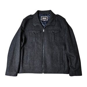 Michael Kors Men's Wool Blend Bomber‎ Utility Jacket Peacoat Military Sty Size L